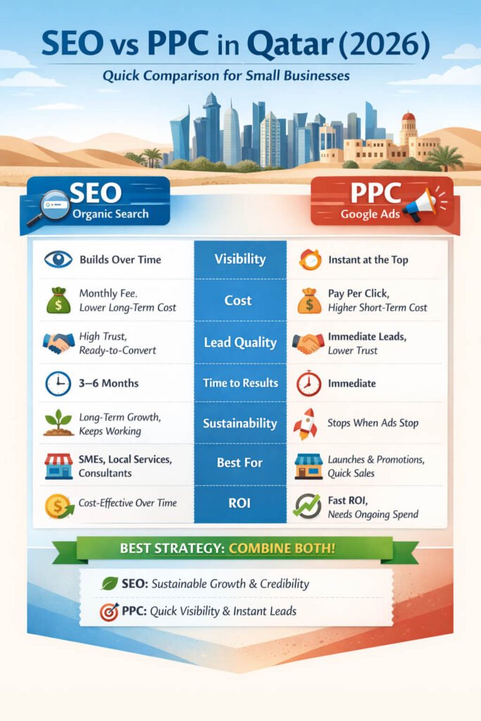 SEO vs PPC in Qatar comparison for small businesses